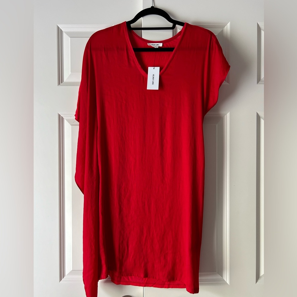 NWT Helmut  Lang red asymmetrical dress